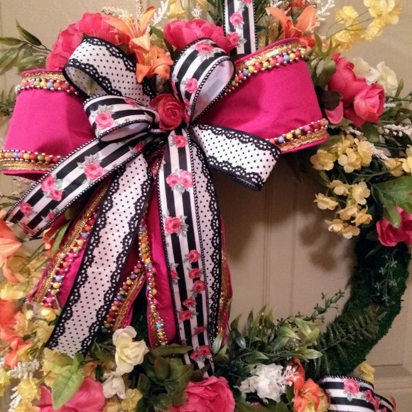 Spring Wreath, Summer Wreath, Floral Moss Wreath, Mothers Day Gift, Spring Decor - Picture 4 of 7